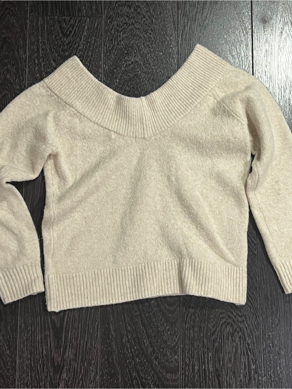 H&M Off-Shoulder Cream Knit Sweater